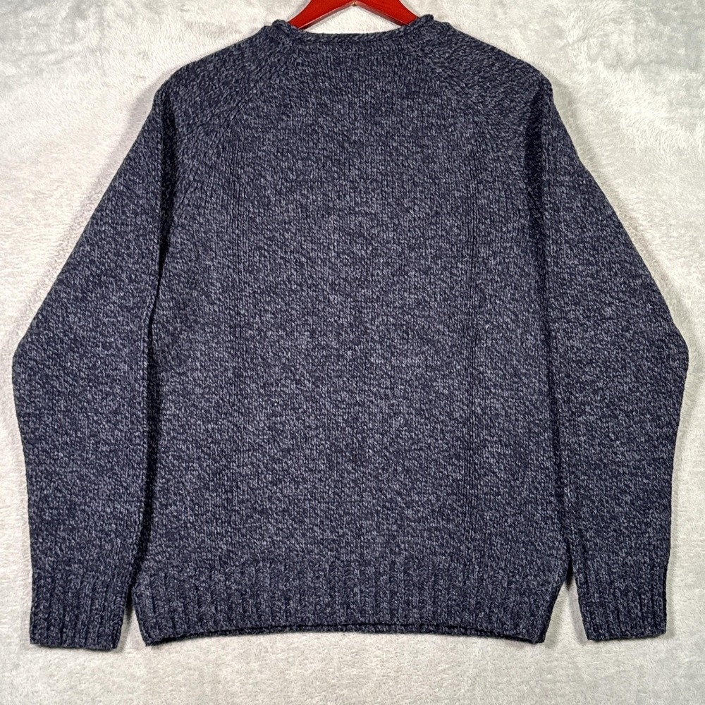LL Bean Sweater Mens M Blue Lambswool Roll Neck Knit Pullover Heavyweight - Picture 6 of 7